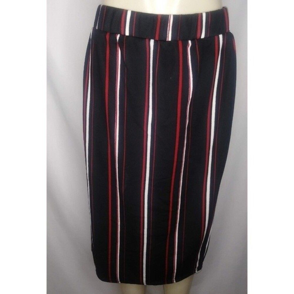 Red Striped Pencil Skirt 1X